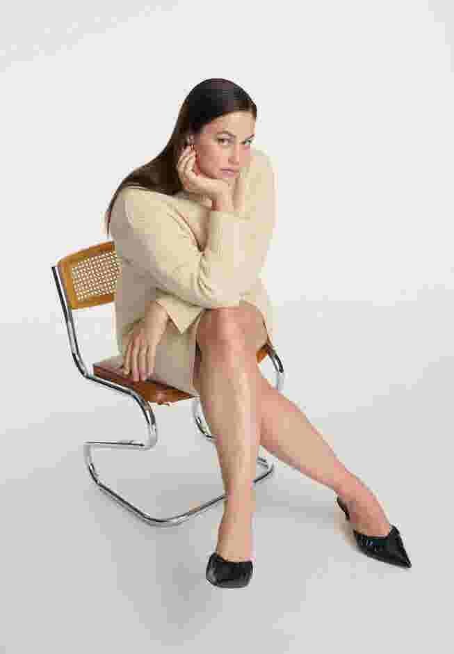Marled Knit Mock Neck Mini Dress image number 4