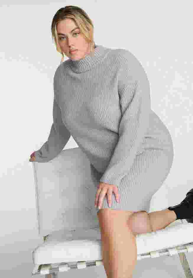 Marled Knit Mock Neck Mini Dress image number 2