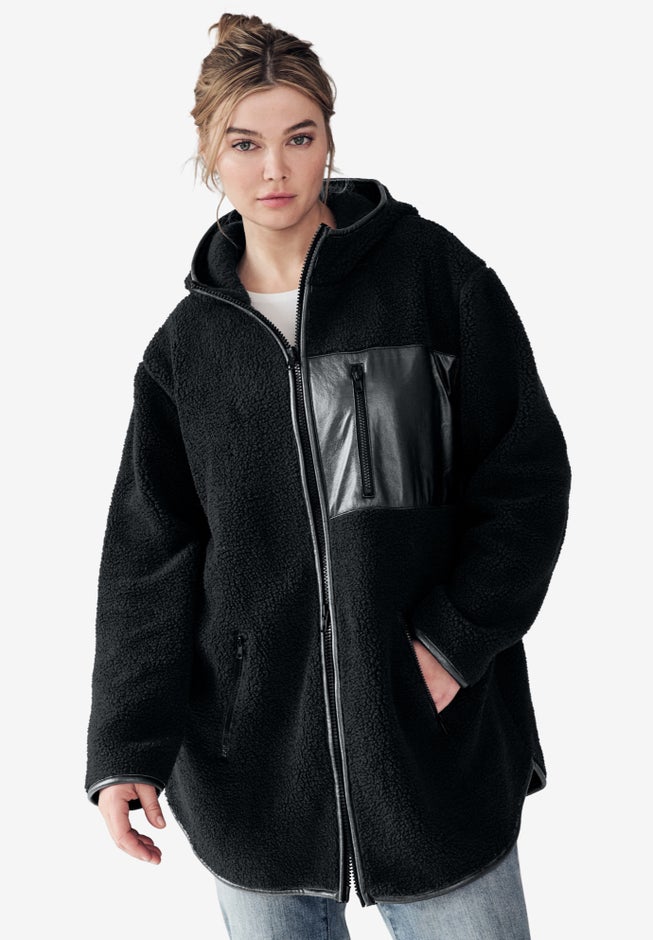 Zip Front Hooded Sherpa Jacket image number 2