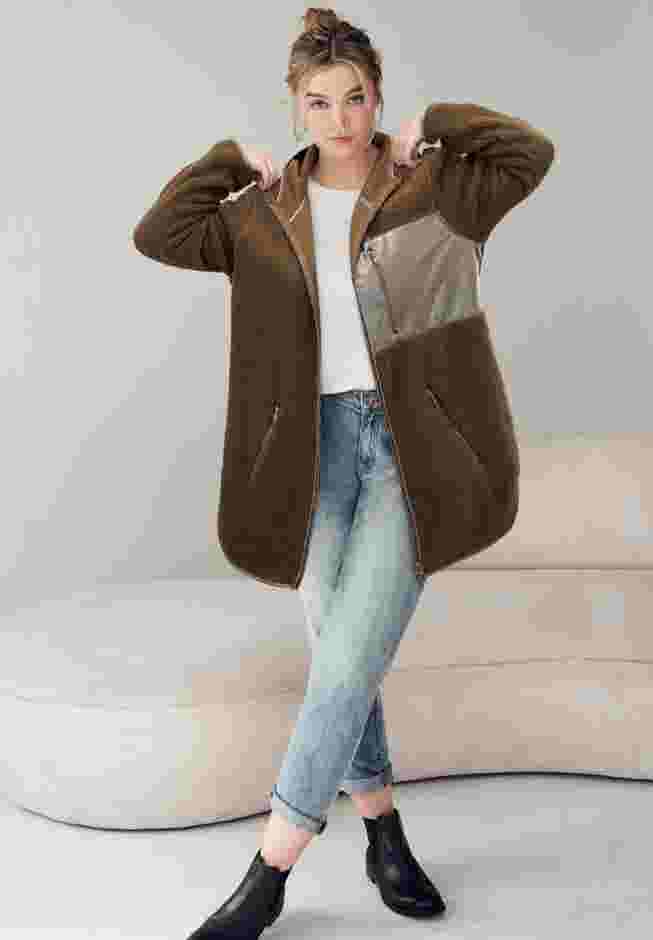 Zip Front Hooded Sherpa Jacket image number 0