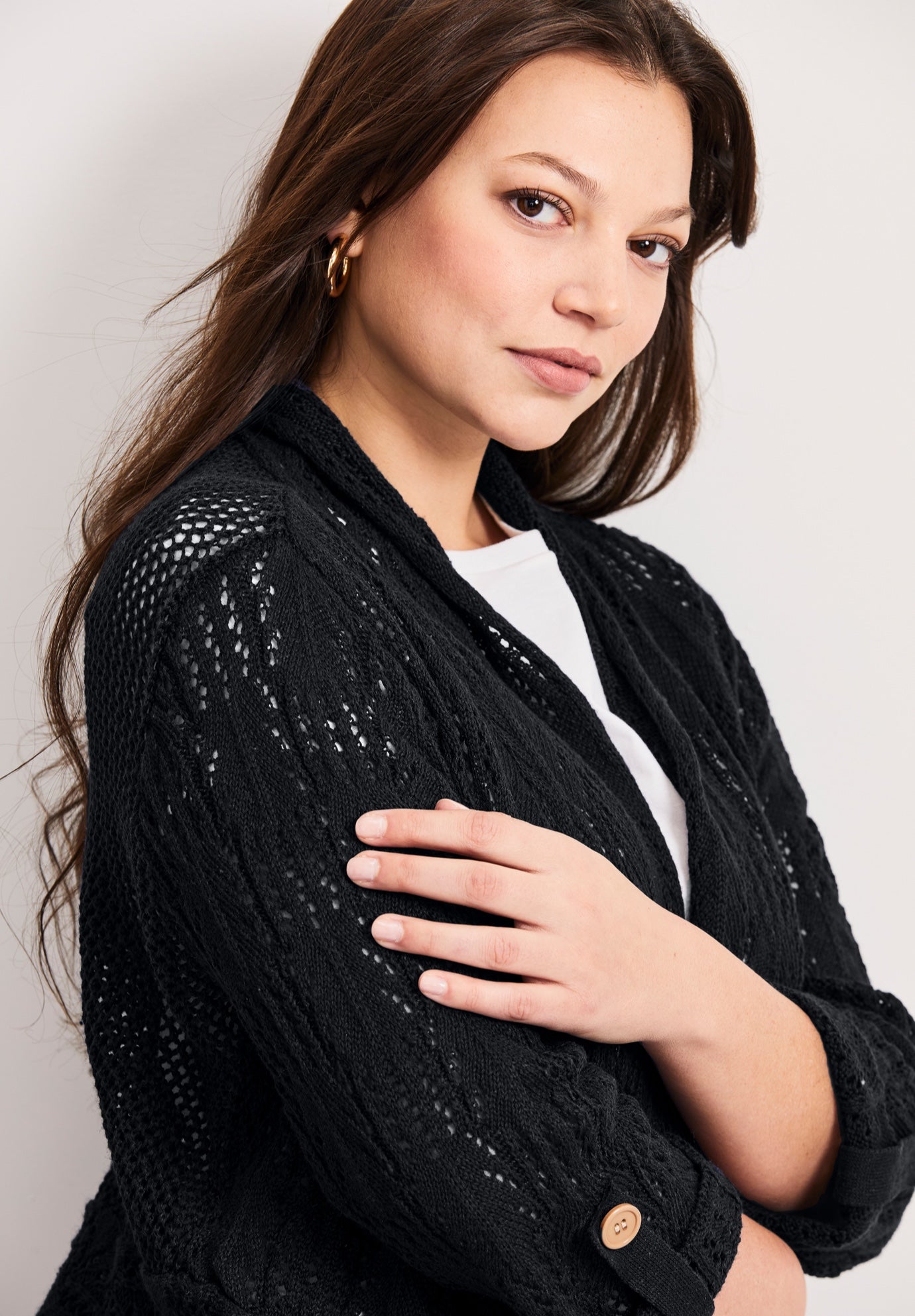 Pointelle Sweater Cardigan image number 3