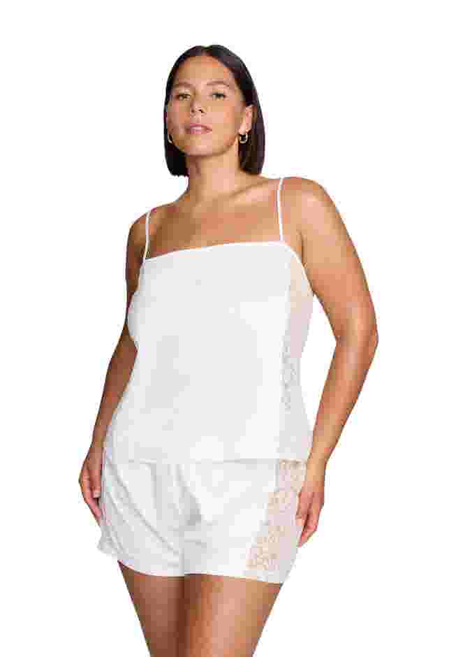 The Lace Panel Tank - Recycled Satin image number 1
