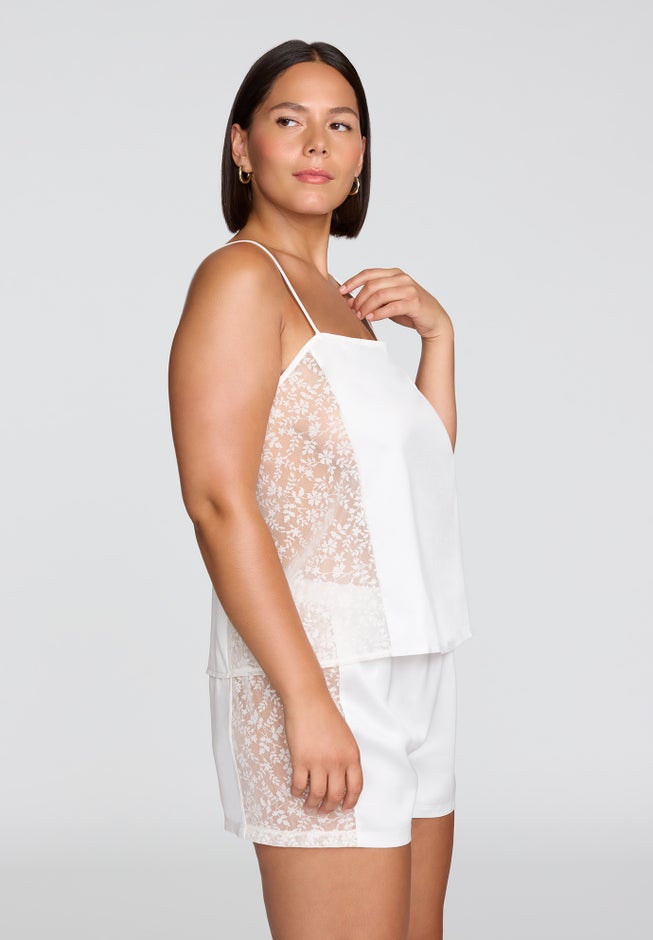 The Lace Panel Tank - Recycled Satin image number 2