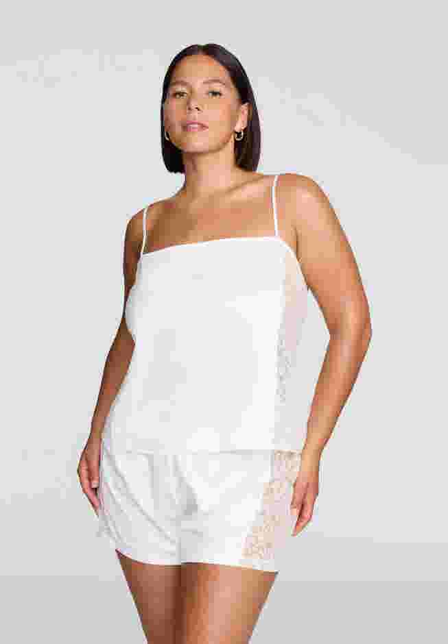 The Lace Panel Tank - Recycled Satin image number 0