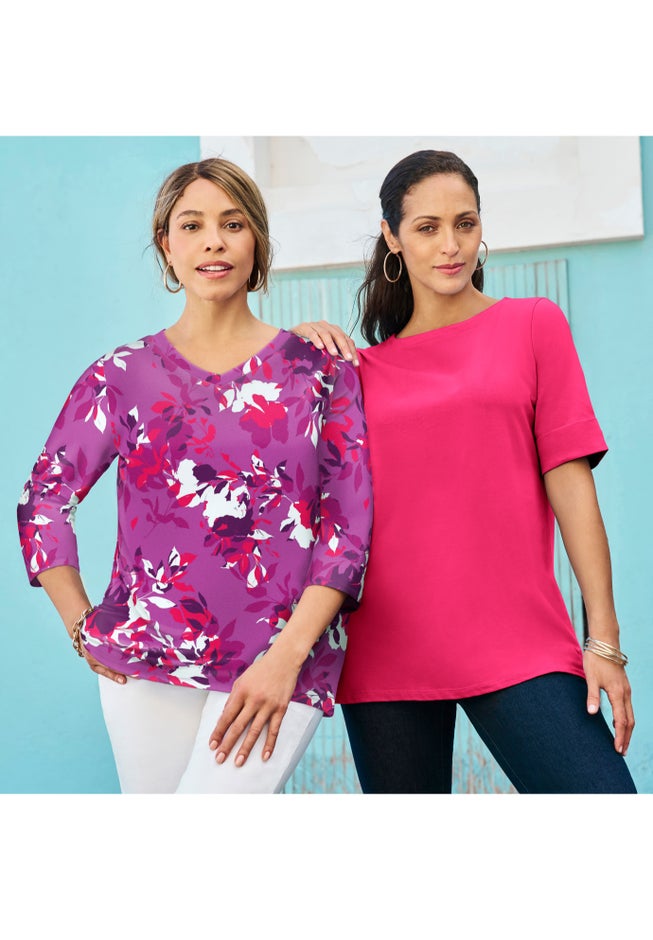 Stretch Cotton V-Neck Tee image number 4