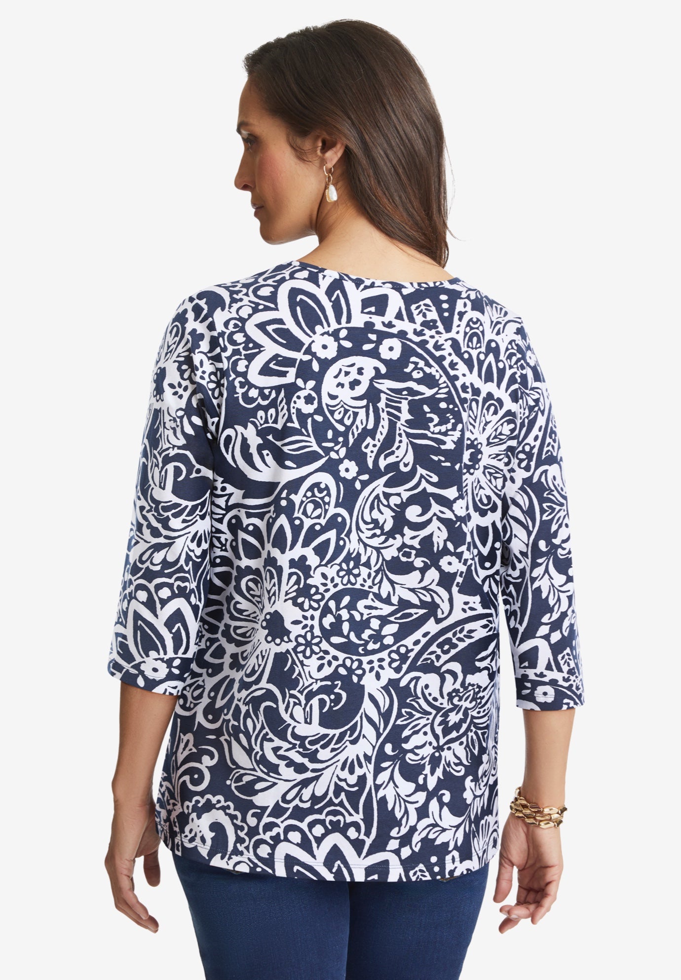 Stretch Cotton V-Neck Tee image number 2