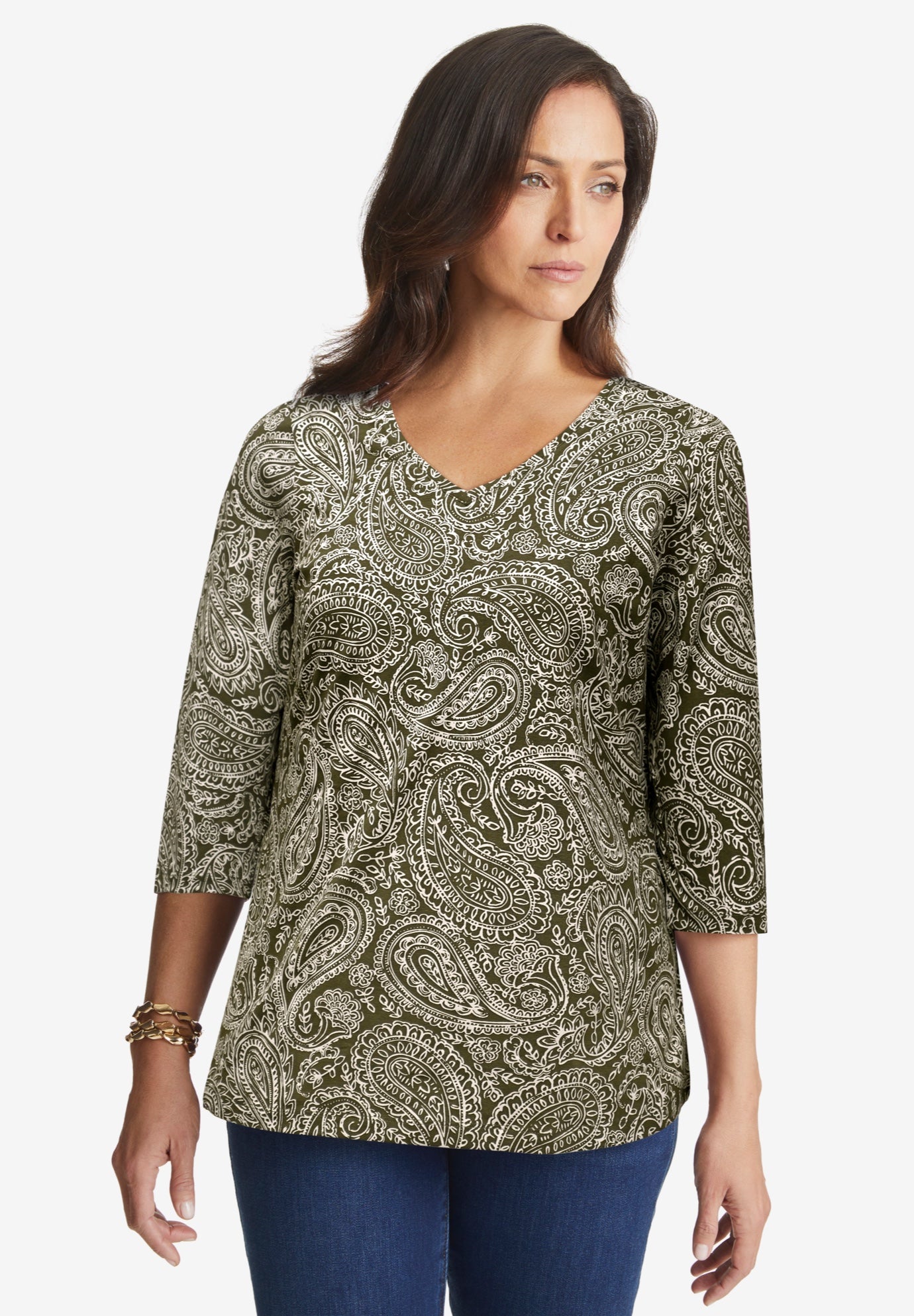 Stretch Cotton V-Neck Tee image number 0