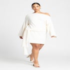 Sweater Mini Dress With Waist Tie image number null