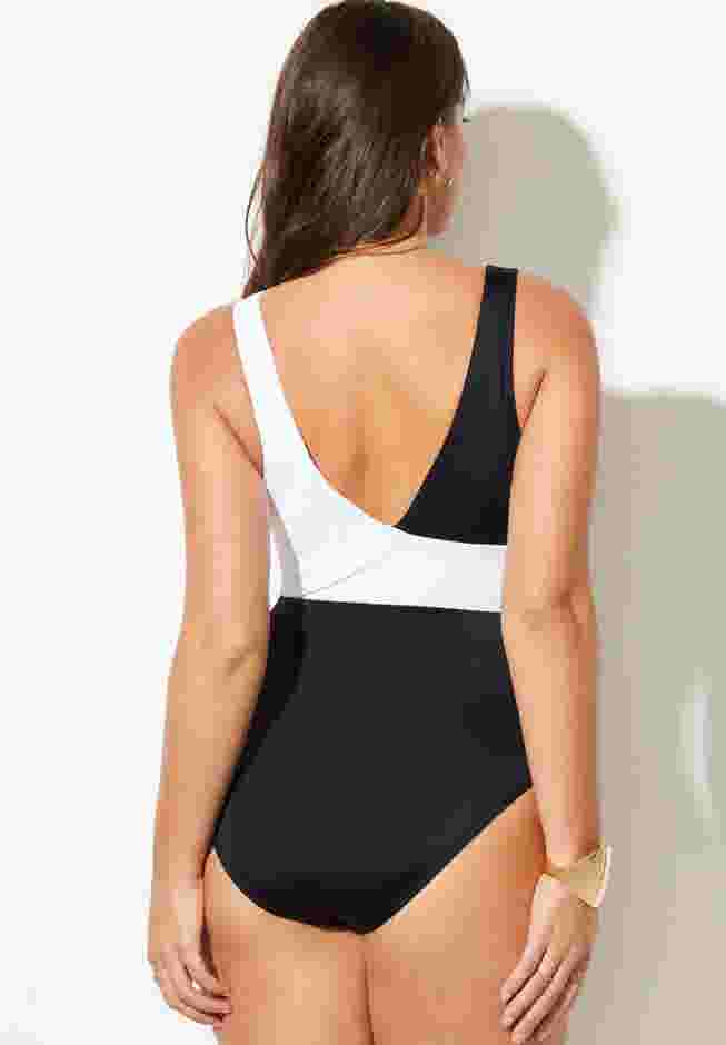 Mesh Colorblock Wrap One Piece Swimsuit image number 1