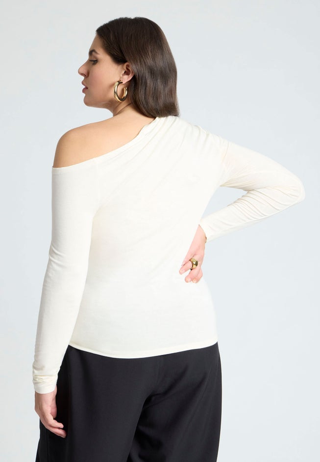 Asymmetrical Neck Drape Top image number 1
