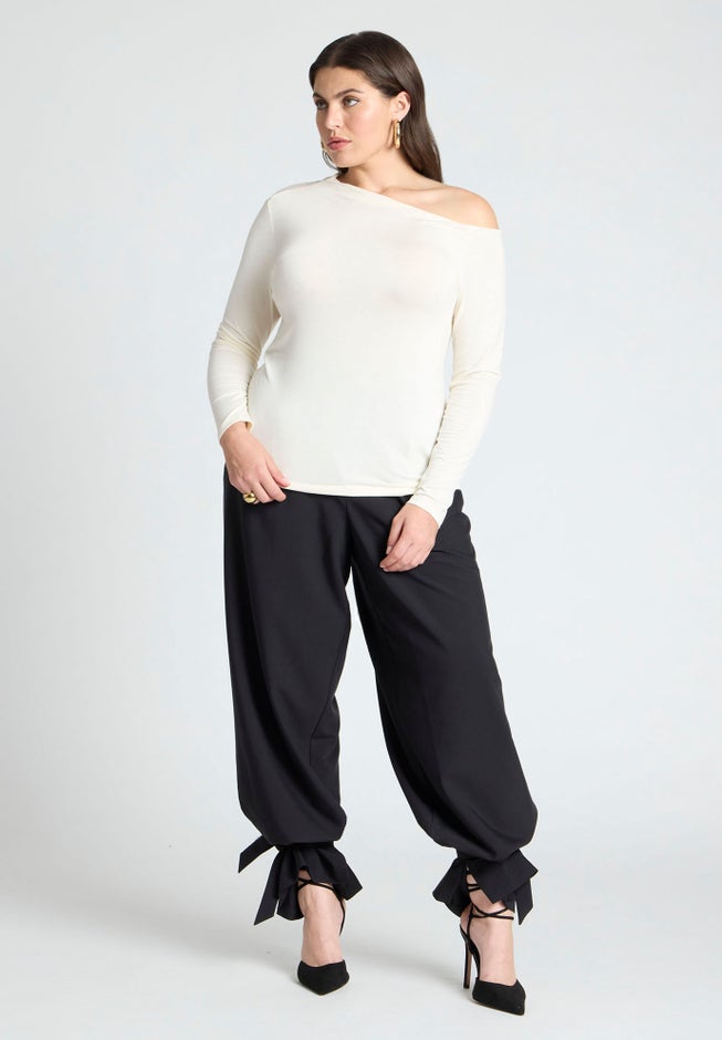 Asymmetrical Neck Drape Top image number 2