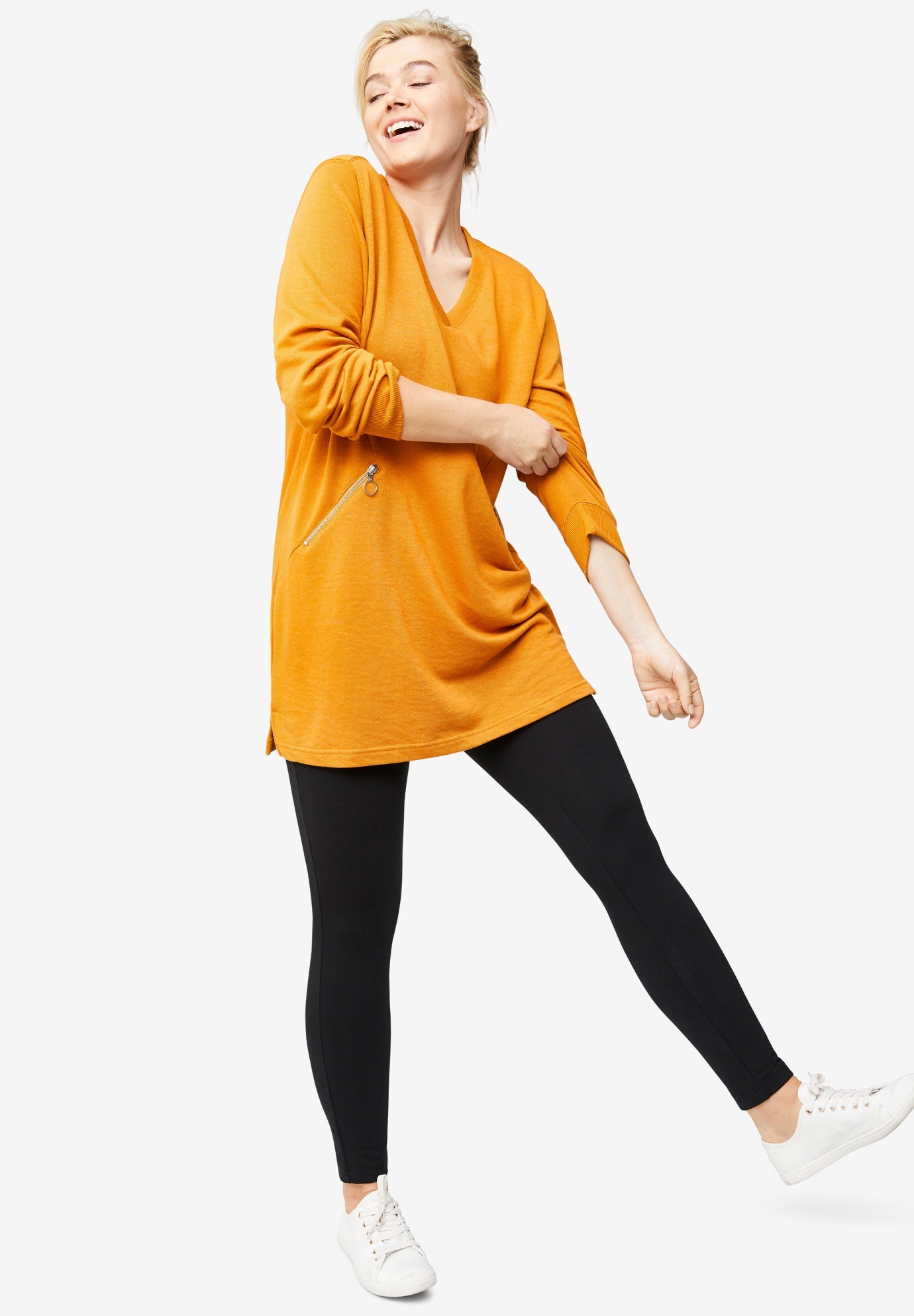 Zip Pocket French Terry Sweatshirt Tunic image number 0