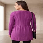 Ribbed Baby Doll Tunic Sweater image number null