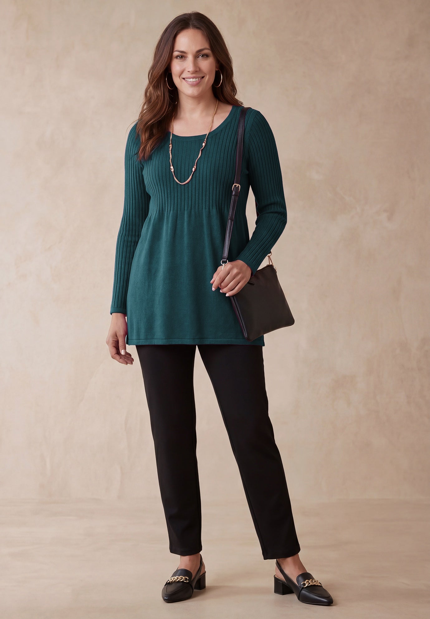 Ribbed Baby Doll Tunic Sweater image number 0