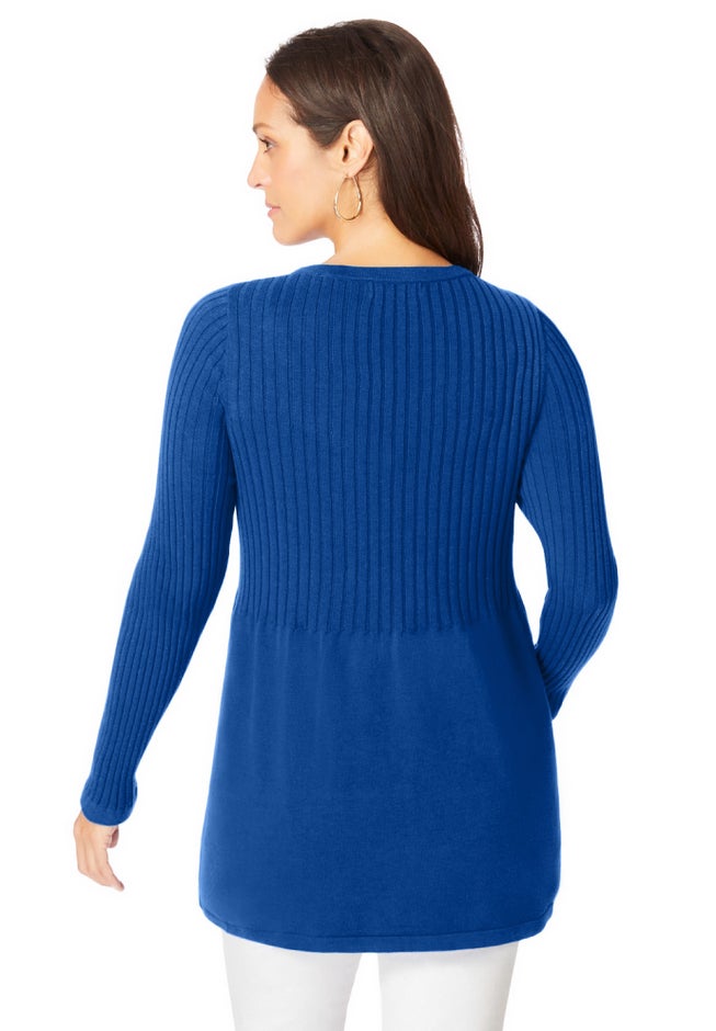 Ribbed Baby Doll Tunic Sweater image number 1