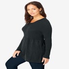Ribbed Baby Doll Tunic Sweater image number null