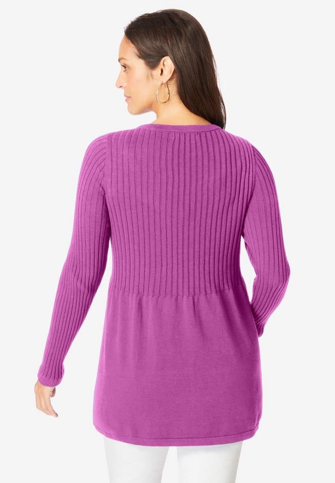 Ribbed Baby Doll Tunic Sweater image number 1