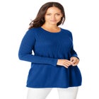 Ribbed Baby Doll Tunic Sweater image number null