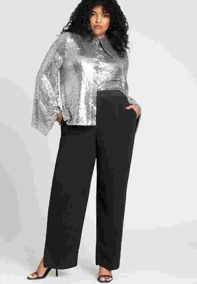 Flare Sleeve Sequin Button Down image number 4