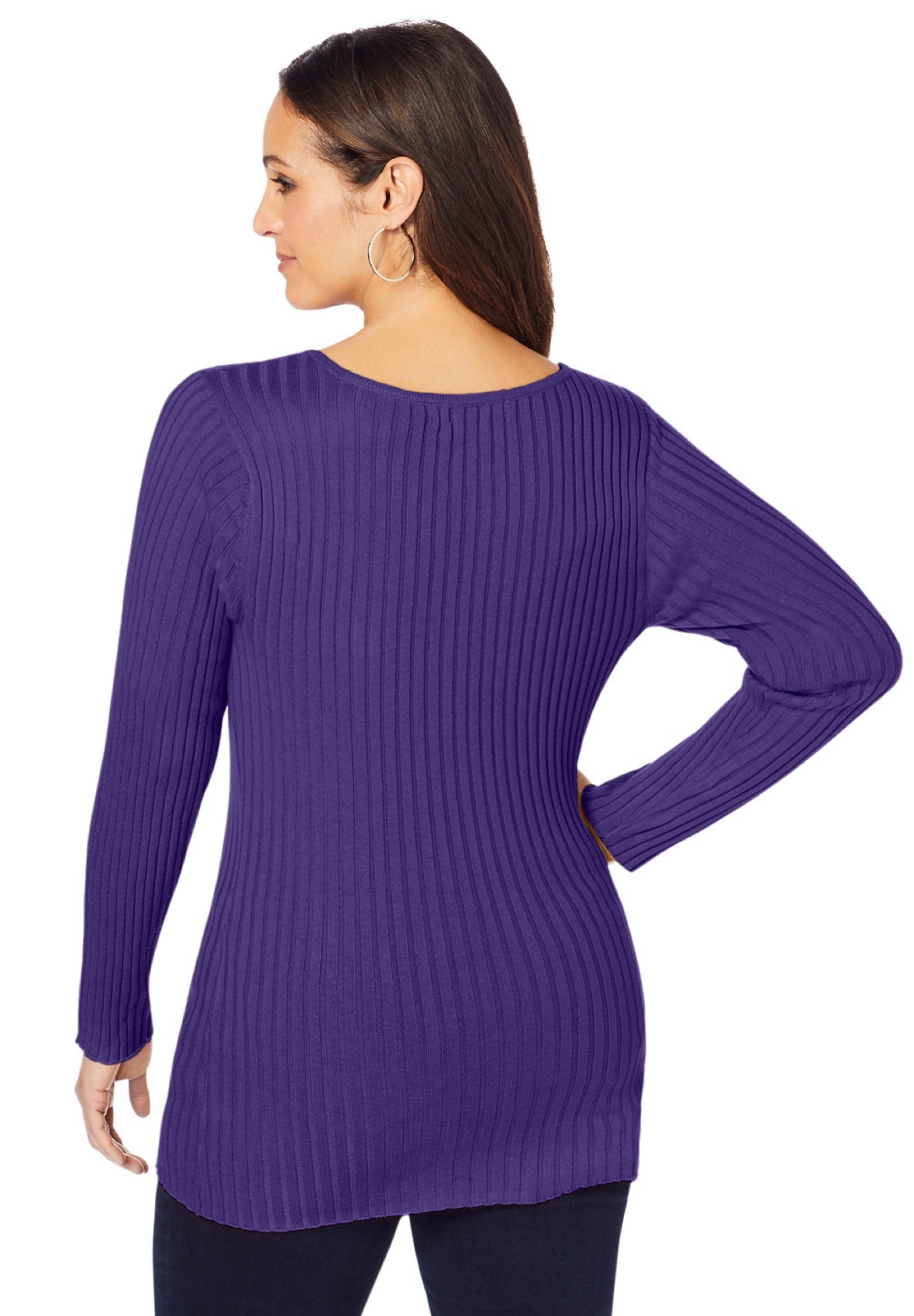 V-Neck Ribbed Sweater image number 2