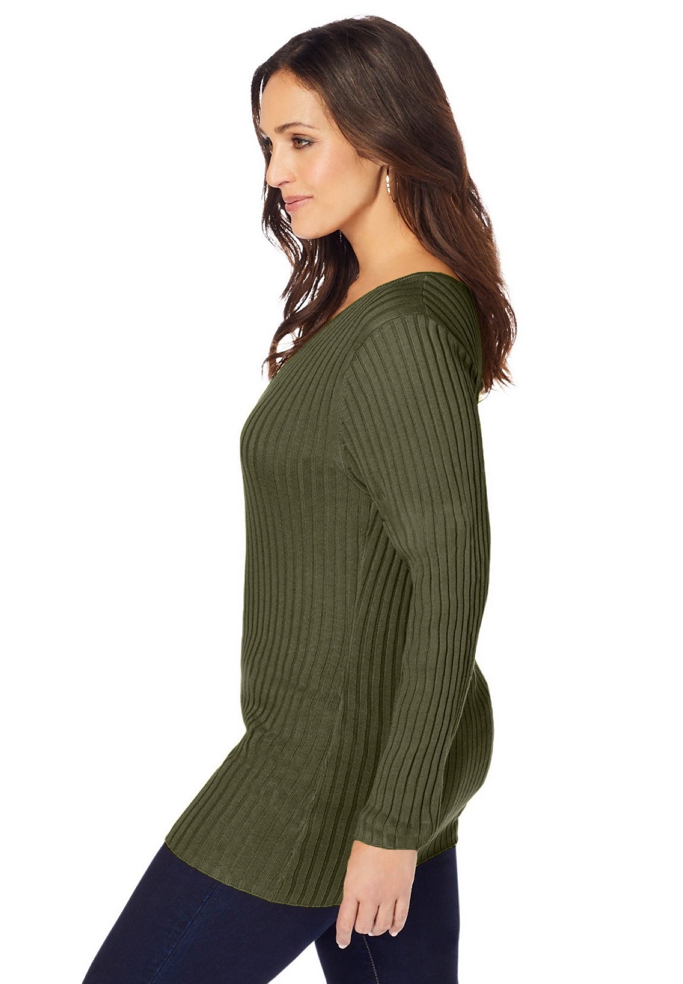 V-Neck Ribbed Sweater image number 2