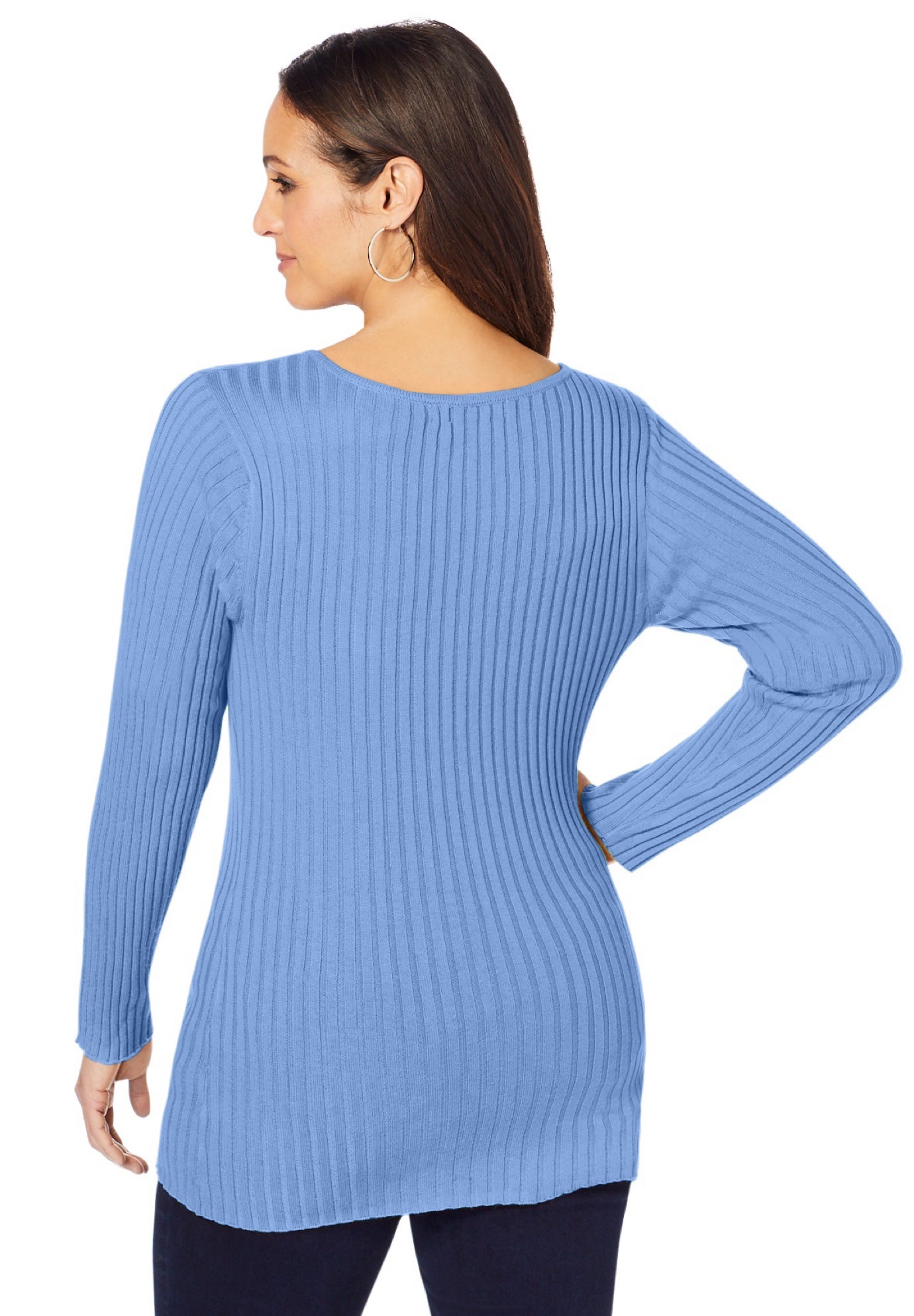 V-Neck Ribbed Sweater image number 1