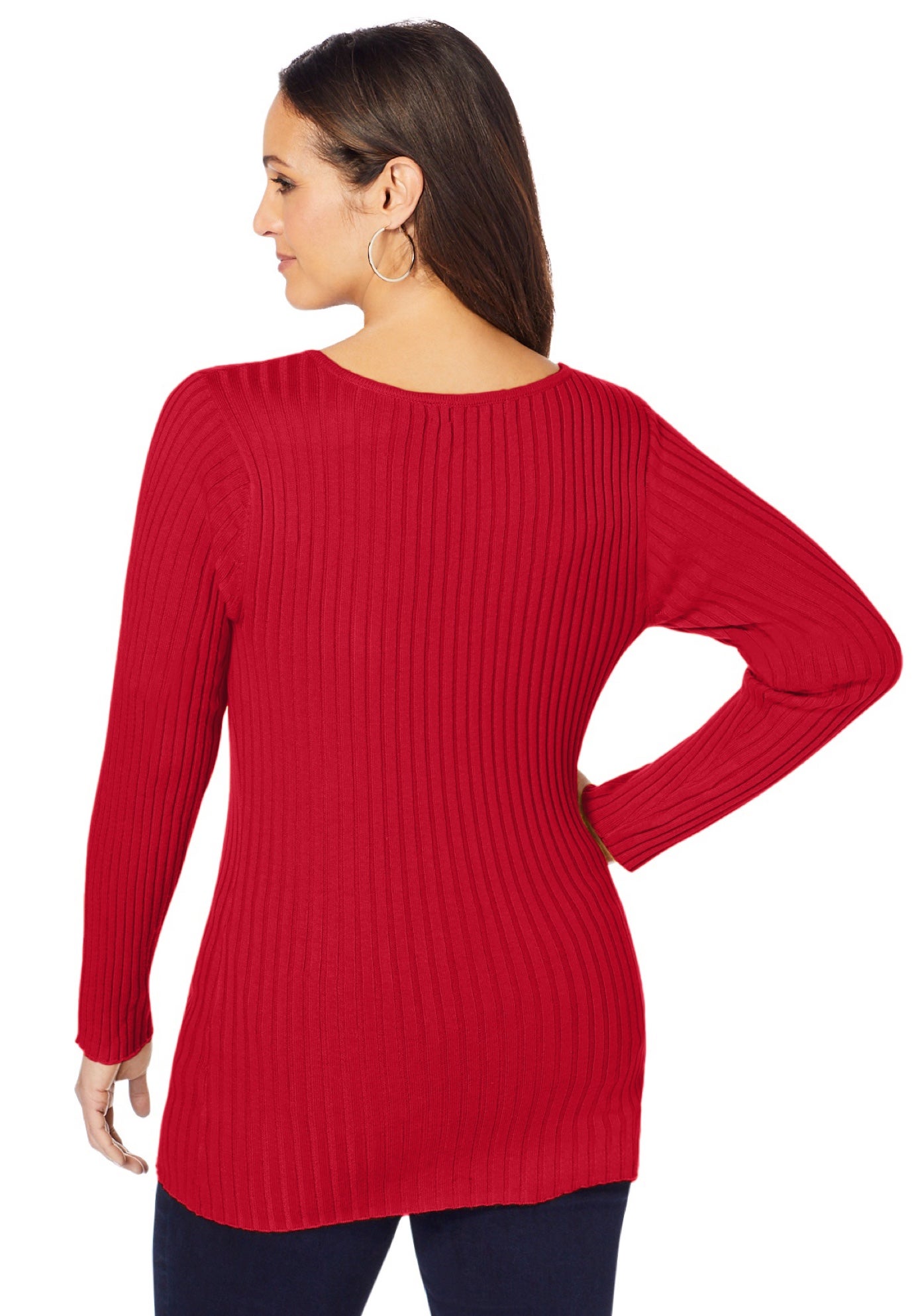 V-Neck Ribbed Sweater image number 1