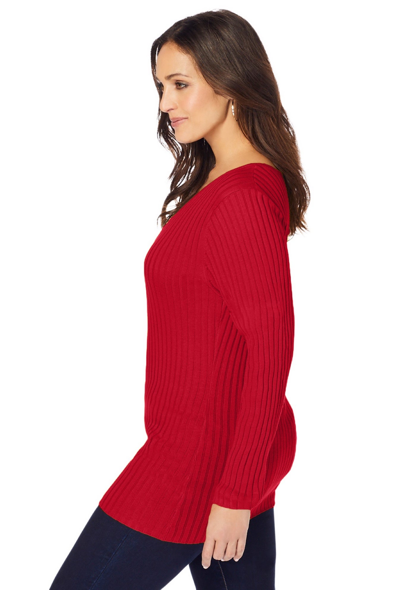 V-Neck Ribbed Sweater image number 2