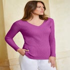 V-Neck Ribbed Sweater image number null