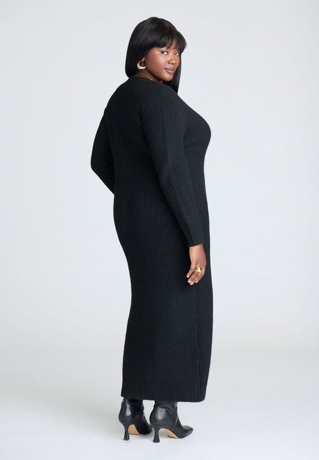 Heart Button Sweater Dress image number null