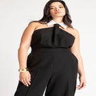 Faux Tie Collared Jumpsuit image number null