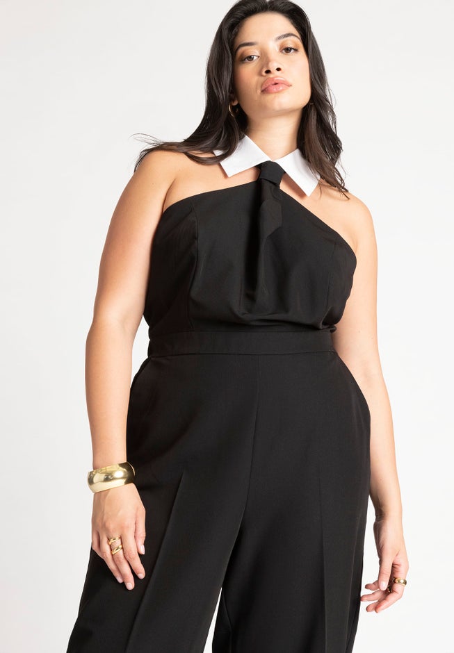 Faux Tie Collared Jumpsuit image number 3