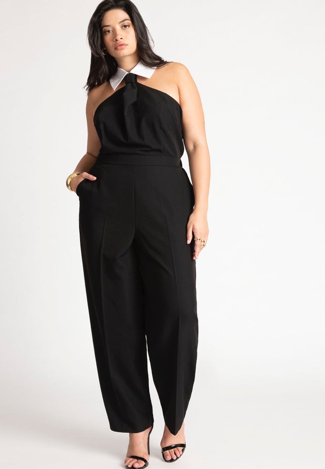Faux Tie Collared Jumpsuit image number 0