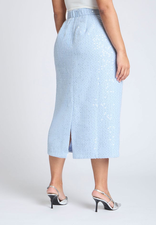 Sequin Tweed Midi Skirt image number null