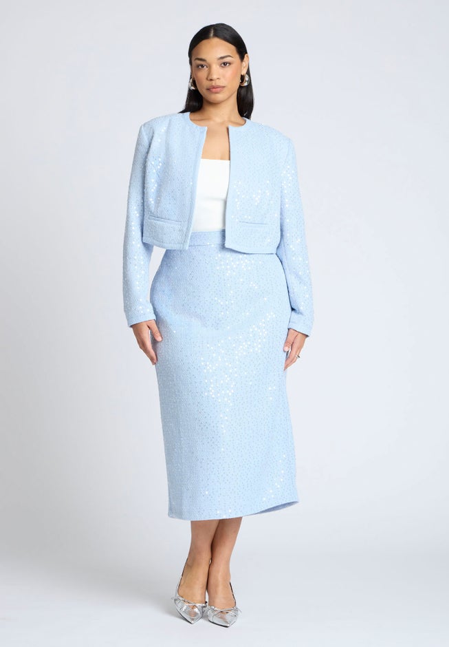 Sequin Tweed Midi Skirt image number null