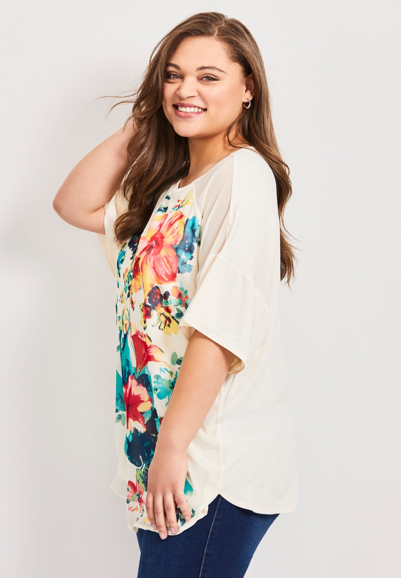 Mixed Media Floral Print Top image number 2