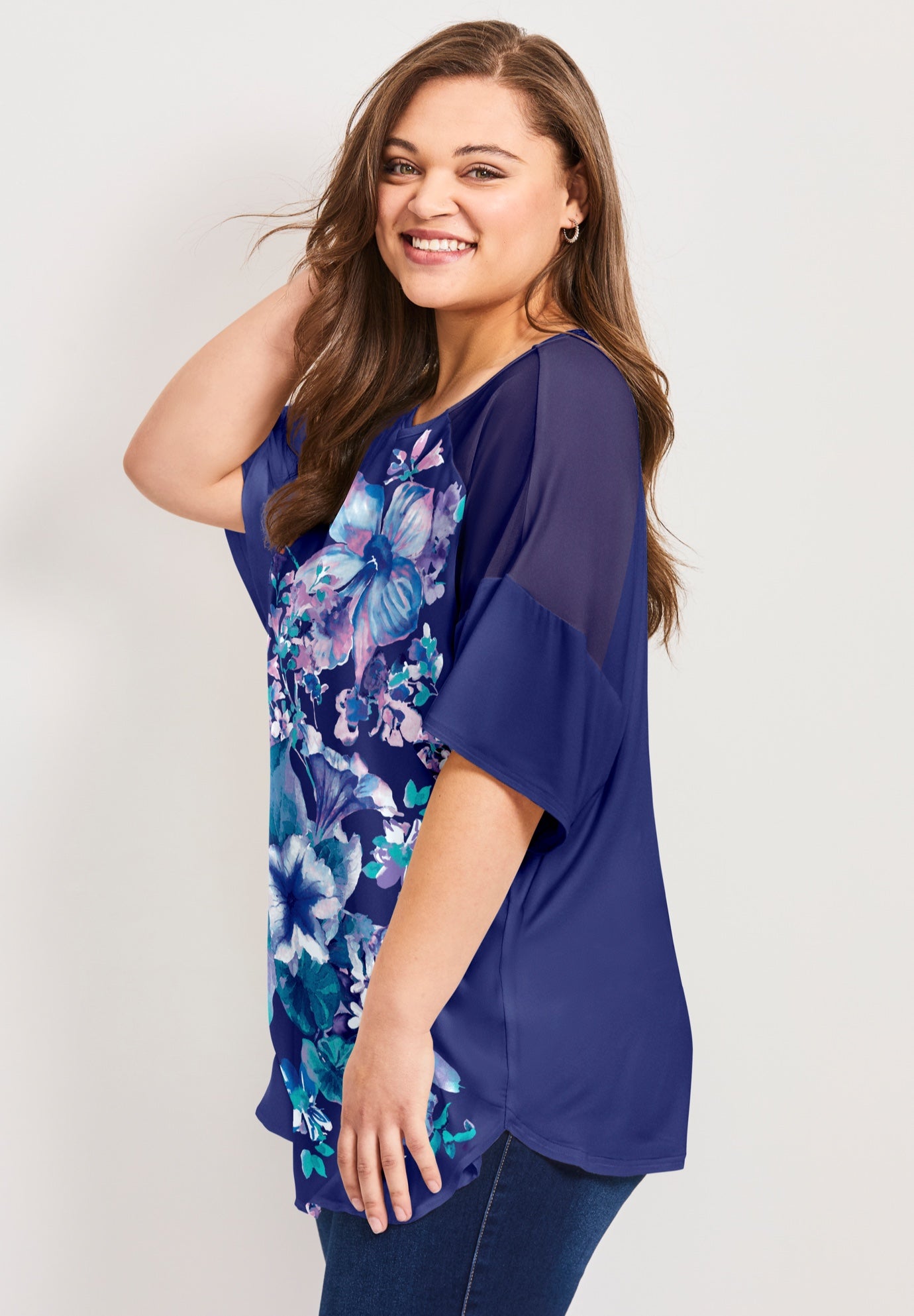 Mixed Media Floral Print Top image number 2