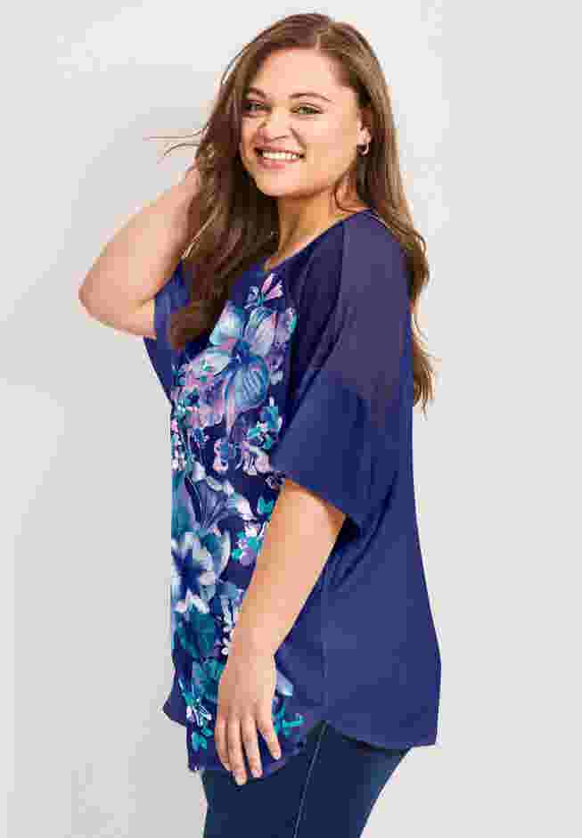 Mixed Media Floral Print Top image number 2