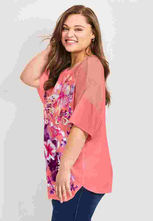 Mixed Media Floral Print Top image number 2