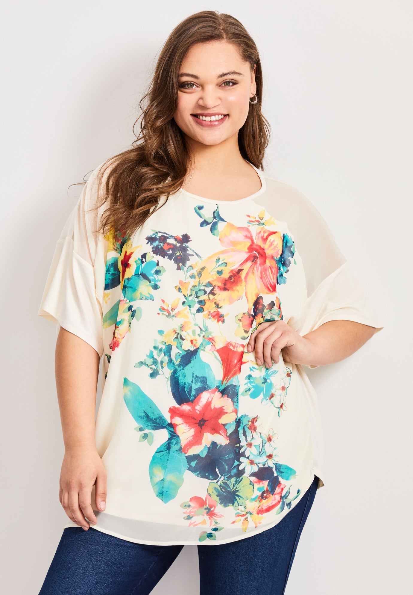 Mixed Media Floral Print Top image number 0