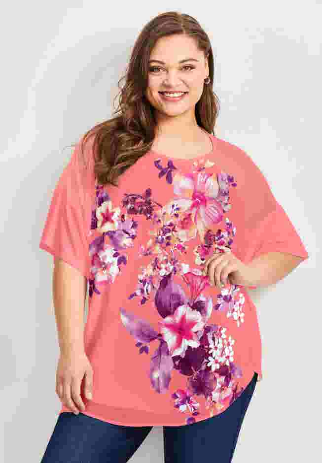 Mixed Media Floral Print Top image number 0