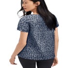 100% Cotton Slub Self-Tie Keyhole Neckline Short Sleeve Tee image number 1