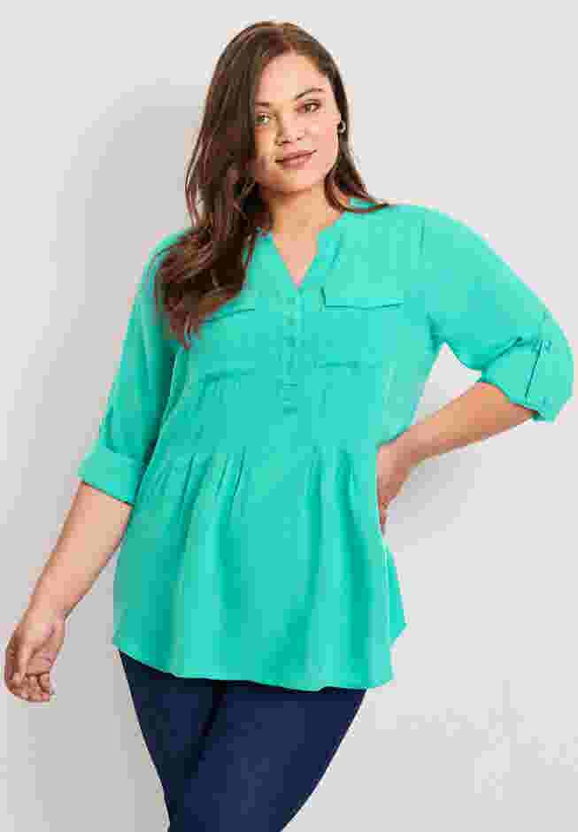 Roll Tab Pintuck Tunic image number 0