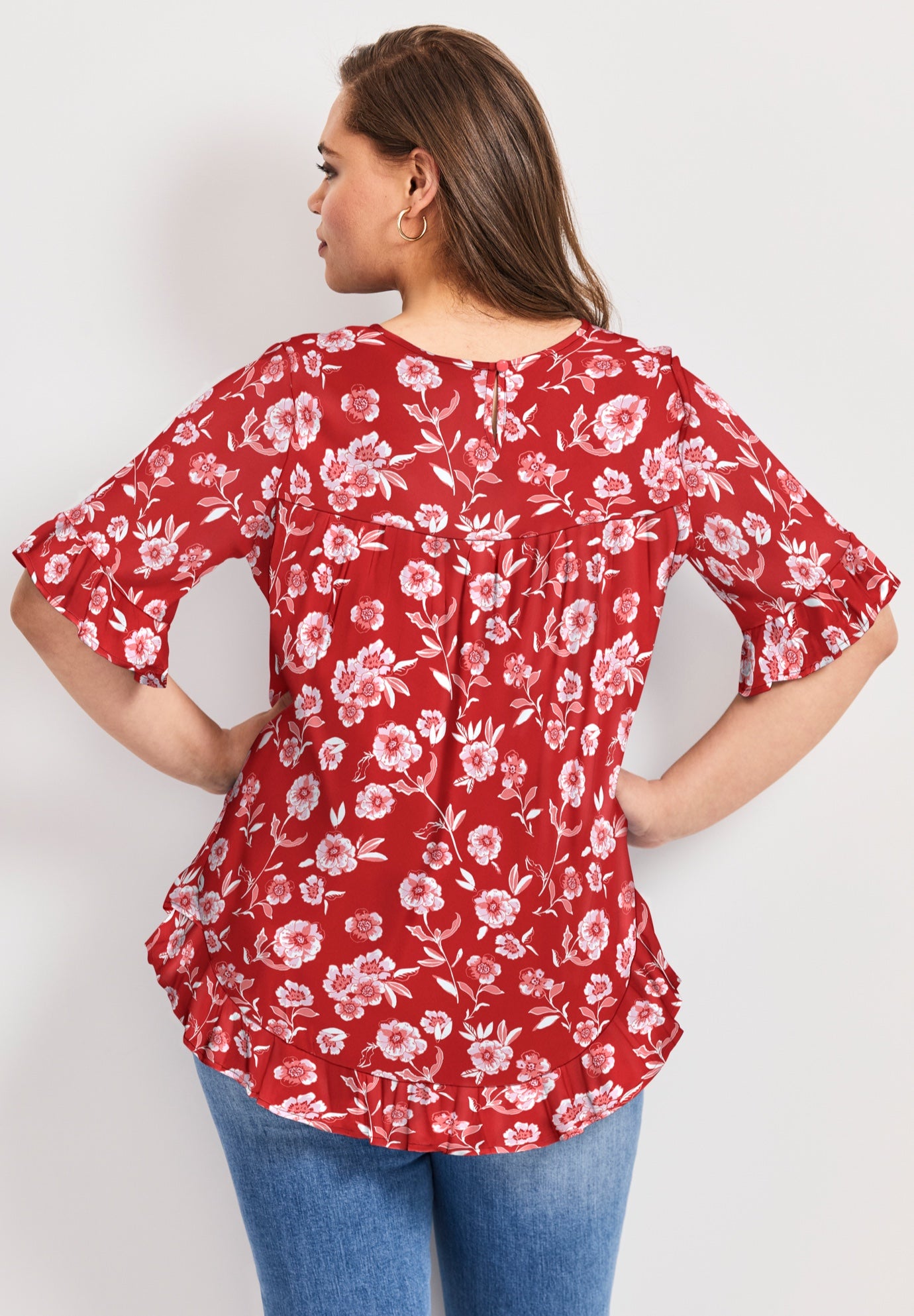 Crew Ruffle Hem Top image number 1