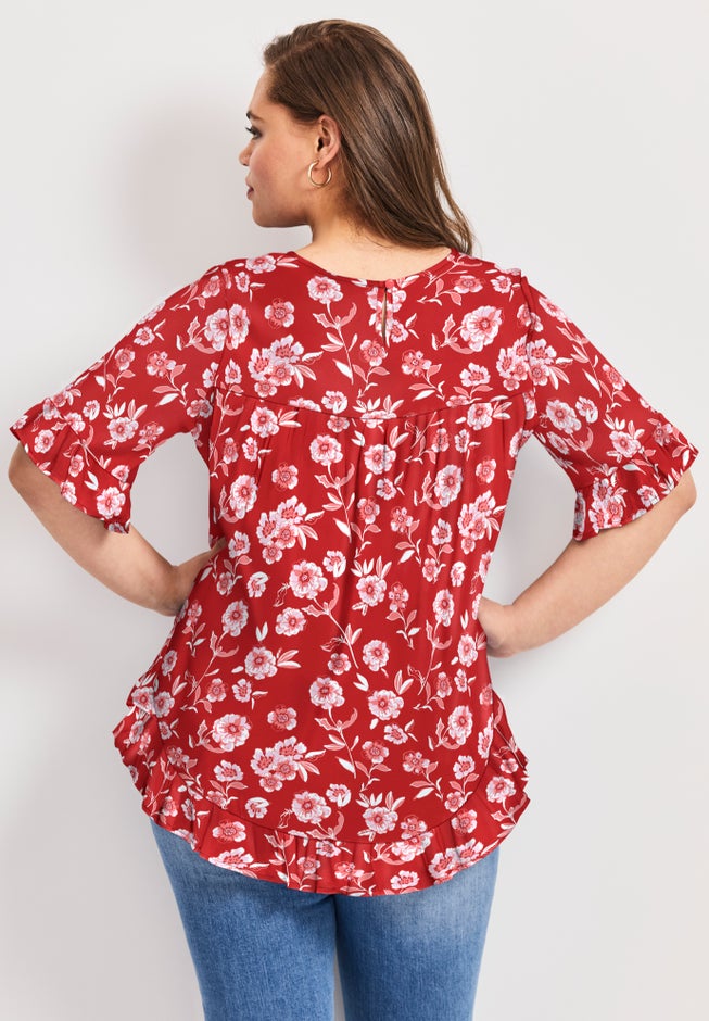 Crew Ruffle Hem Top image number 1