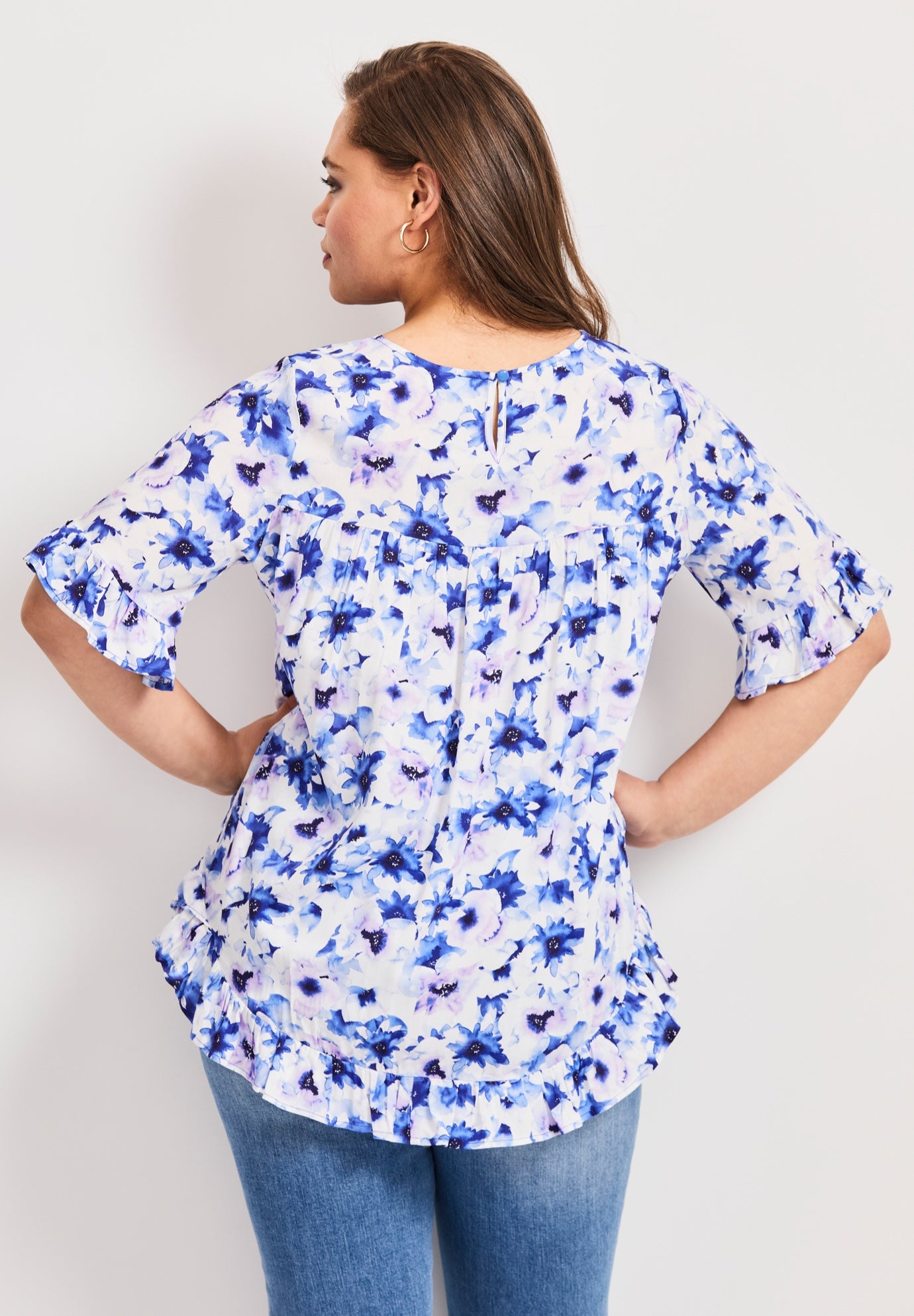 Crew Ruffle Hem Top image number 1