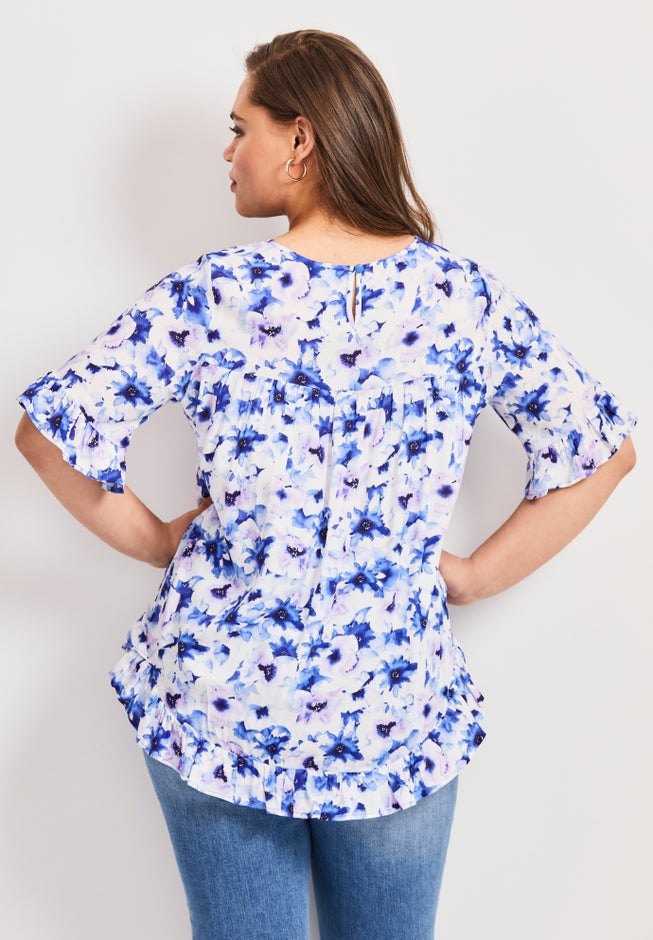 Crew Ruffle Hem Top image number 1