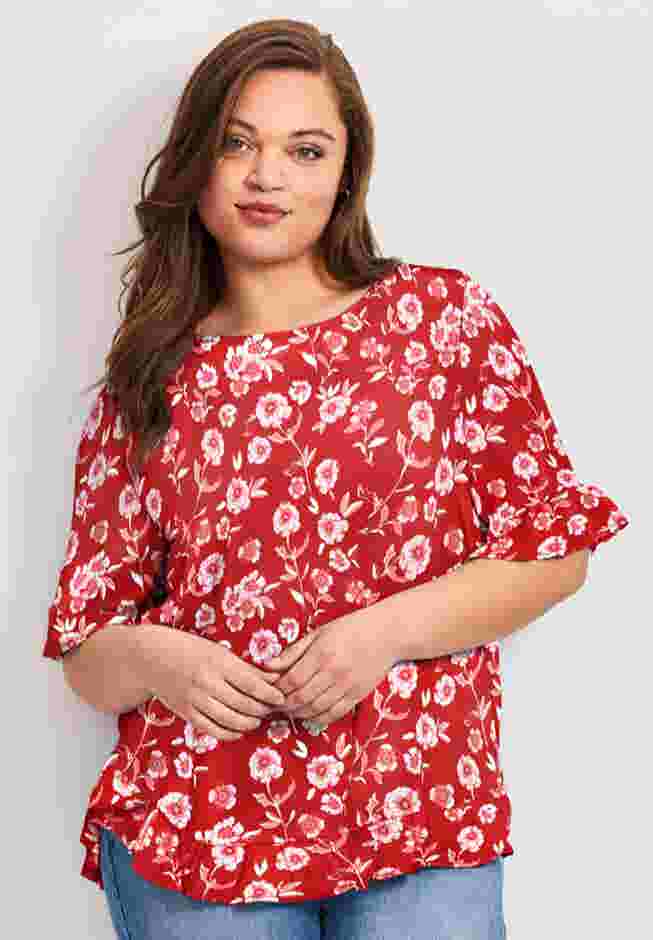 Crew Ruffle Hem Top image number 0