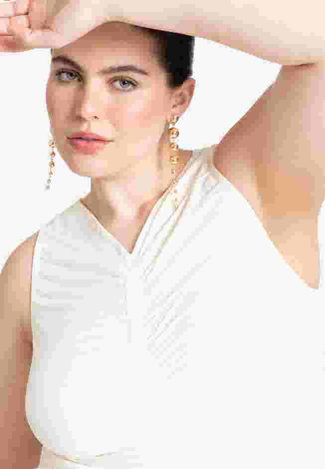Linear Bead Ball Drop Post Earrings image number 0