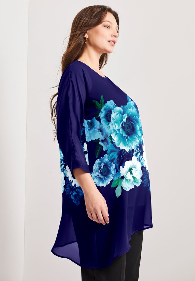 Printed Asymmetric Blouse image number 2